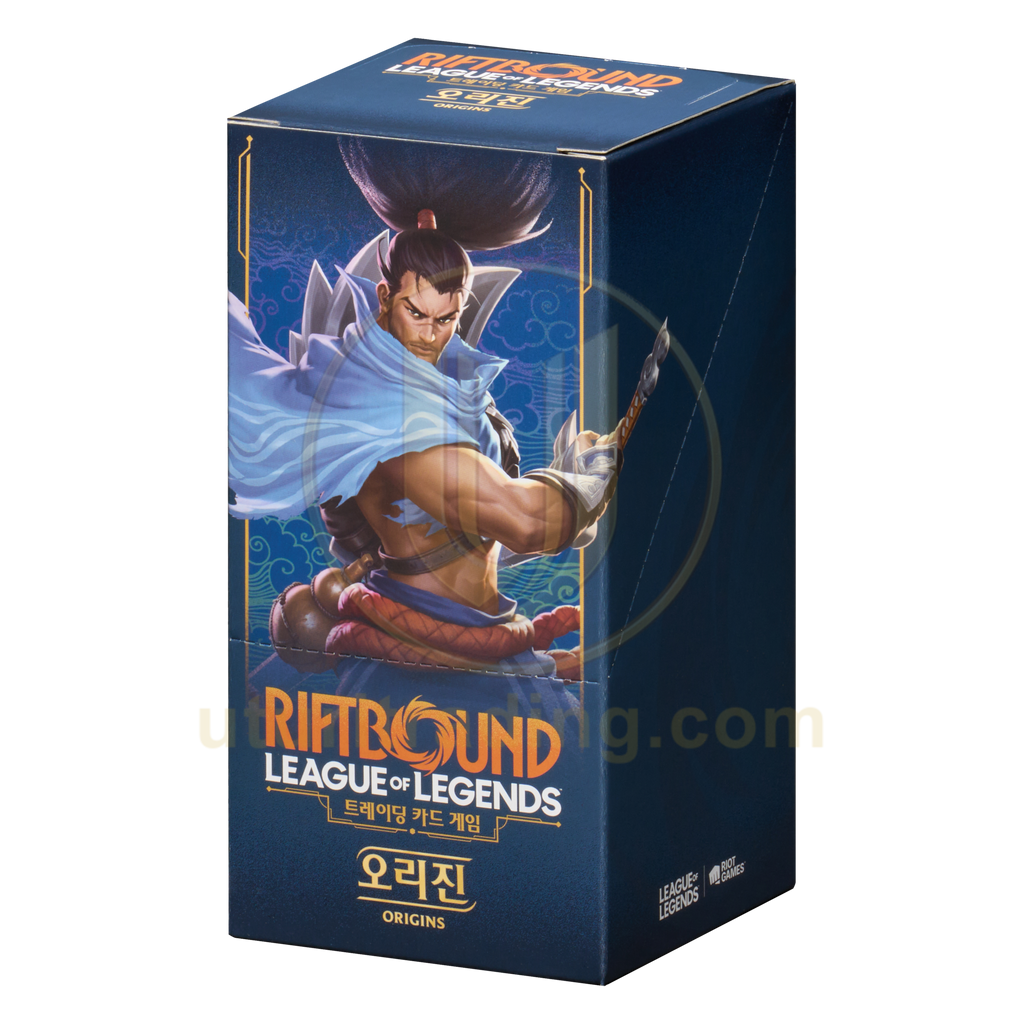 Display Riftbound Origins Slim coréen — Booster Box 24 boosters de 5 cartes League of Legends TCG — vue de trois-quarts
