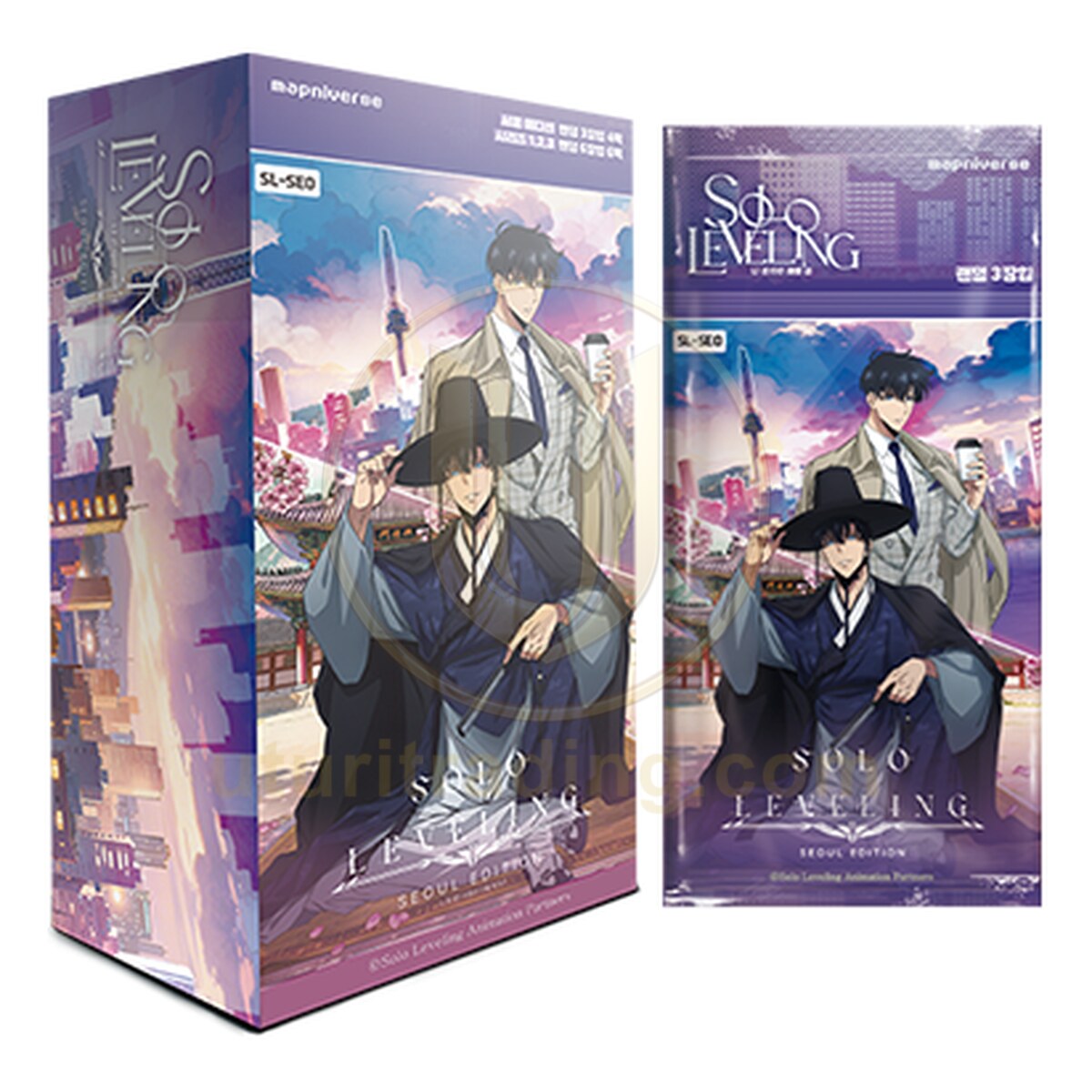 Display Solo Leveling SL4E Seoul Edition — boîte et booster Mapniverse scellés, Sung Jinwoo en hanbok
